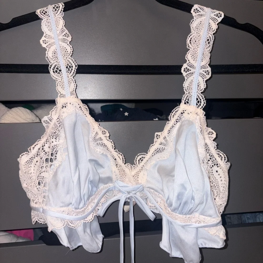 Free People Wanderlust Longline Bralette and matching panty SET iliac ice - Picture 7 of 13